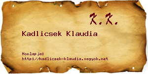 Kadlicsek Klaudia névjegykártya